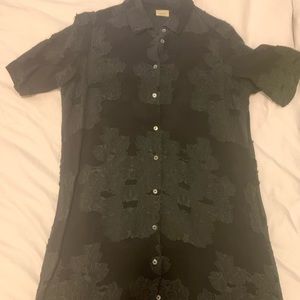 Aritzia Wilfred black sheer button up dress/top